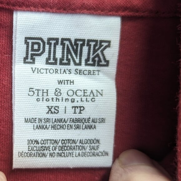 Pink by Victoria's Secret XS Fits Like M Arkansas Razorback Tee Shirt Hoodie - Picture 5 of 13